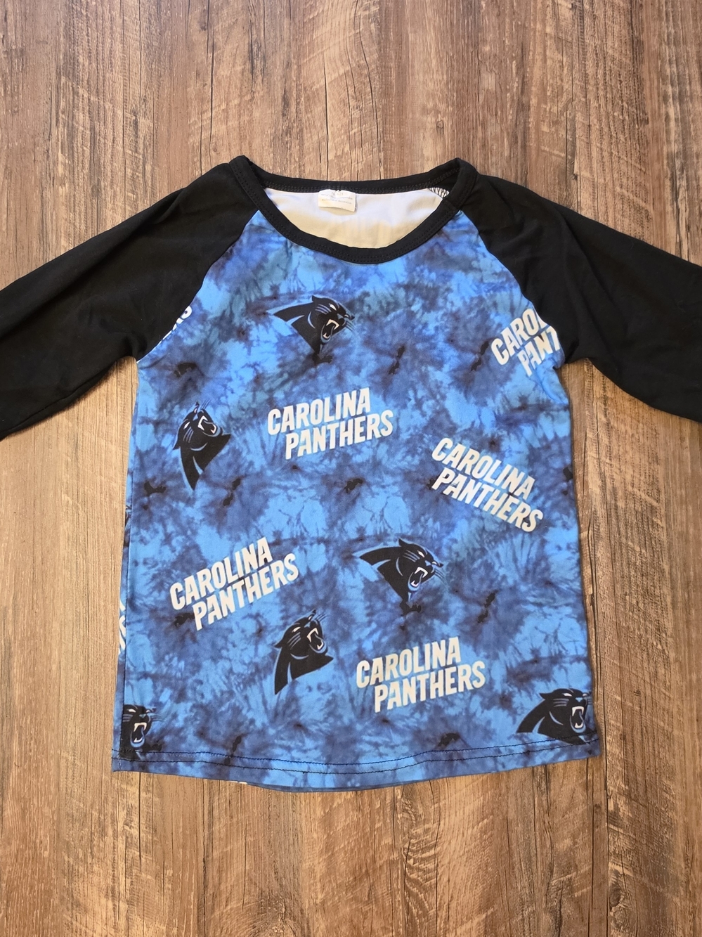 Carolina Panthers NFL Tie-Dye Raglan Baseball Shirt – Kids Size 6–7T